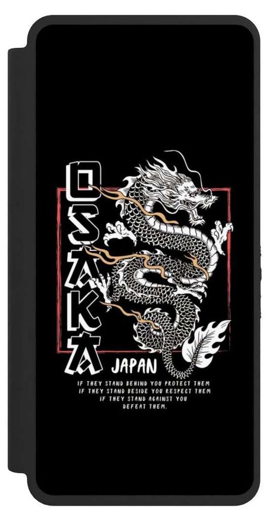NIVOCASE Klapphülle für Samsung Galaxy S26 Ultra Handyhülle aus Kunst Leder NIVOflip schwarz Drache Japan Meer