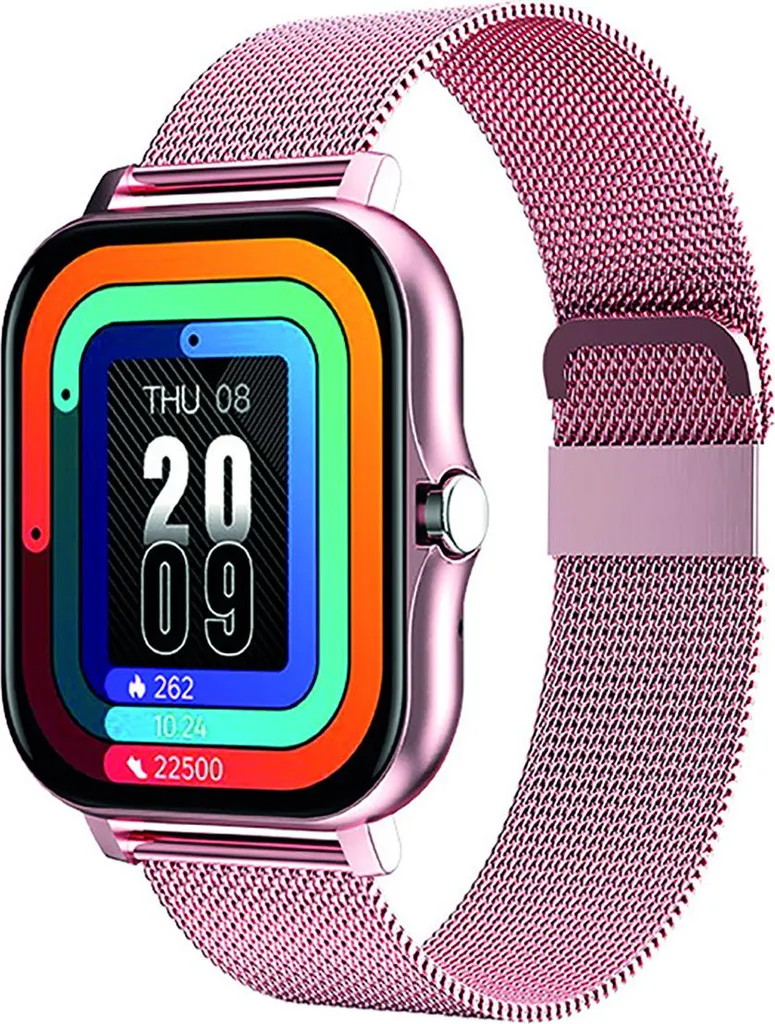 Montre Connectée Avizar Balnéo Smartwatch 1,69" AMOLED Rose et Acier