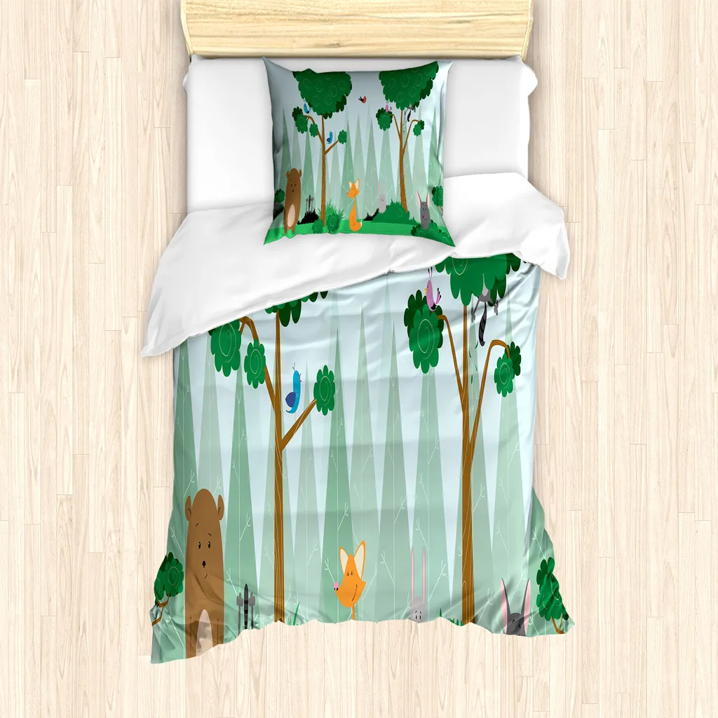Set Copripiumino 135x200 Woods Cartoon ABAKUHAUS - Stampa Digitale