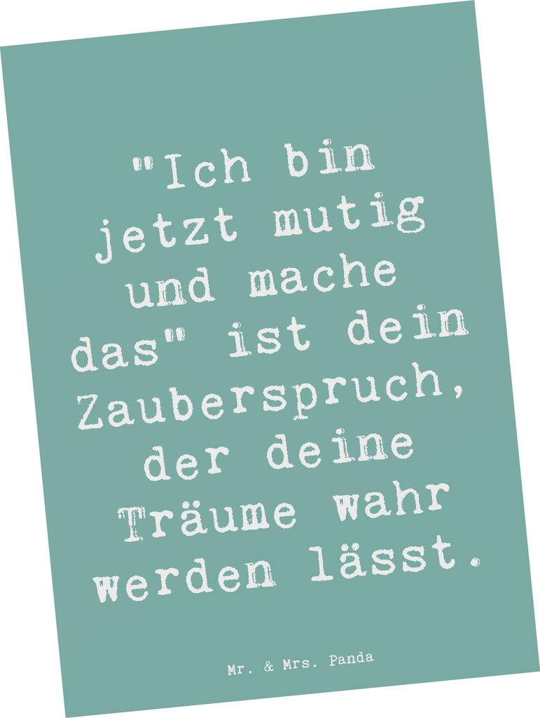 Mr. & Mrs. Panda Postkarte Spruch Mutig zu sich selbst stehen - Meeresbrise - Geschenk, Vertrauem, Authentizität, Grußkarte, Zuversicht, Ansichts...