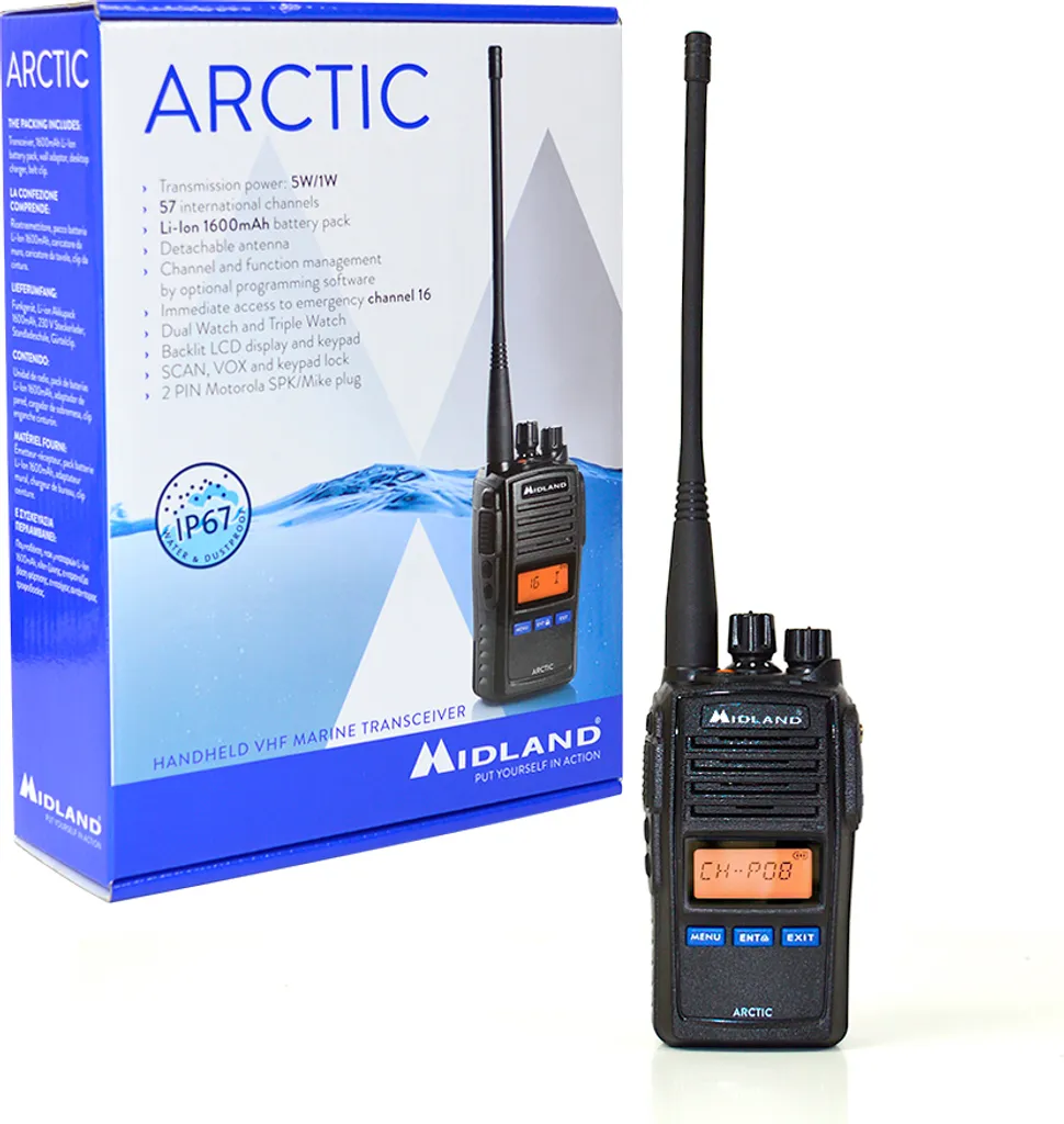 Midland C1240 Radio 16 Canaux 162 MHz Noir avec Programmation Flexible