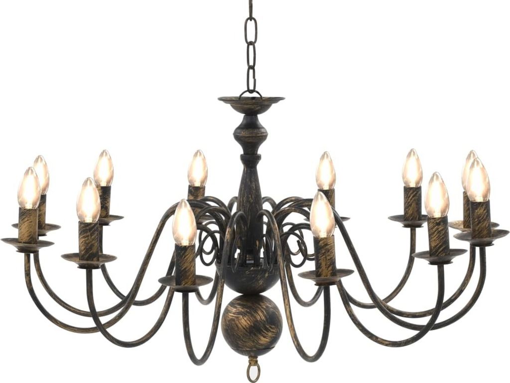 vidaXL Lampadario nero antico 12 prese E14 Immagine del prodotto 