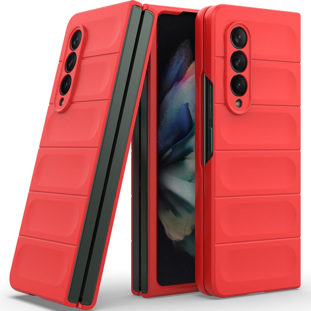 Handyhülle für Samsung Galaxy Z Fold 3 5G Hartes PC Matt Stossfest Anti-rutsch Hülle Rot