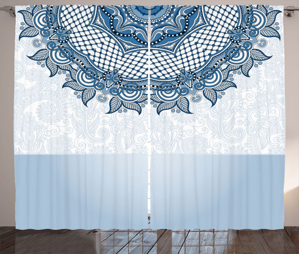 ABAKUHAUS Jahrgang Rustikaler Gardine, bordierter, Schlafzimmer Kräuselband Vorhang mit Schlaufen und Haken, 280 x 175 cm, Blaugrau Seafoam