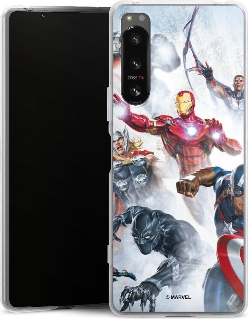 DeinDesign Handyhülle für Sony Xperia 5 IV Silikon Hülle Case Smartphone Schutzhülle Offizielles Lizenzprodukt Marvel The Avengers