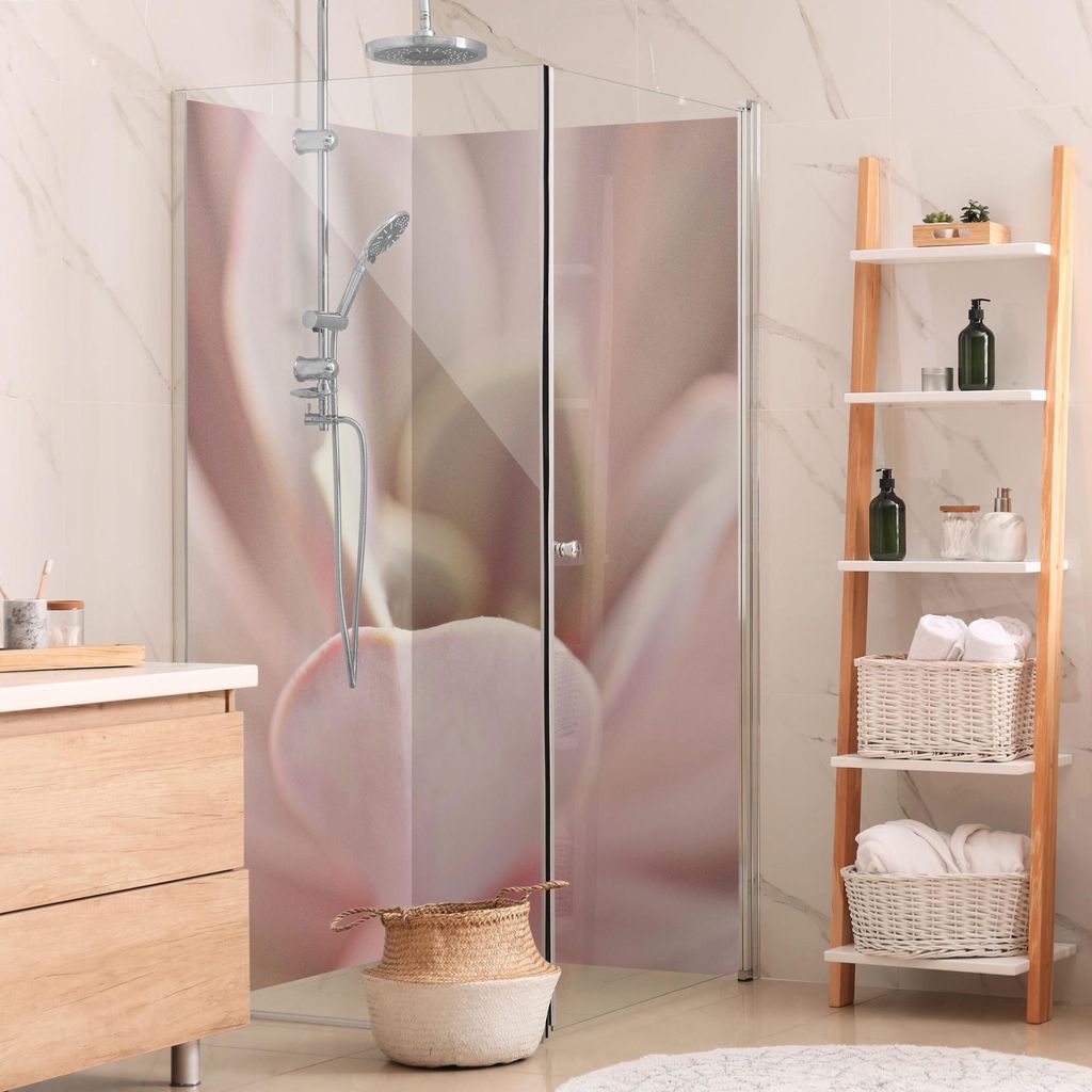 Duschrückwand mit Motiv selbstklebend - 0.35 mm Wandpaneel wasserfest Design rosa Motiv Badrückwand fugenlos Smart matt 90x200 cm