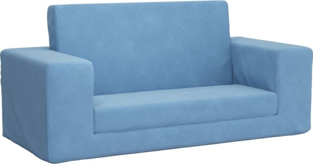 Kinder-Schlafsofa 2-Sitzer Blau Weicher Plüsch
