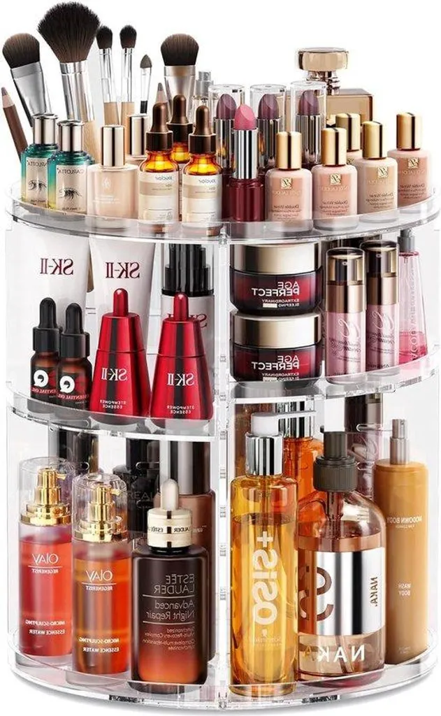 Organiseur cosmétiques pivotant 360° pour produits de soin et maquillage