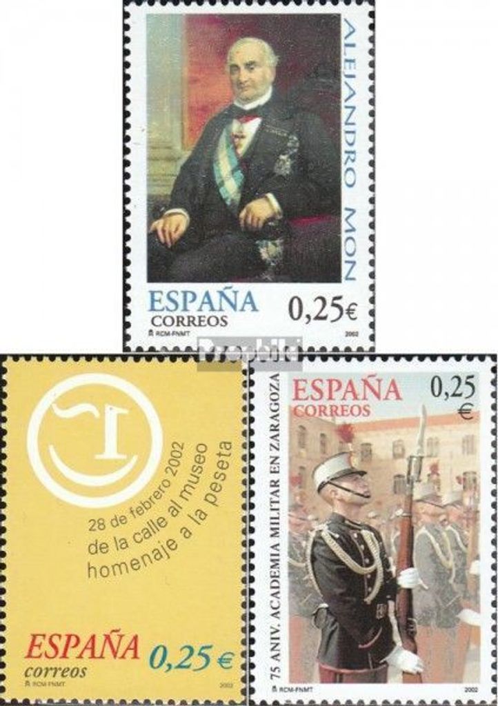 Briefmarken Spanien 2002 Mi 3727,3728,3731 (kompl.Ausg.) postfrisch Alejandro Mon y Menendez