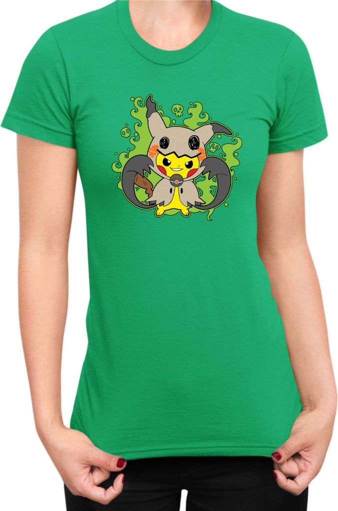 Damen T-Shirt Japan Manga Anime Comics Pokemon 040, Lady 2XL / Grün