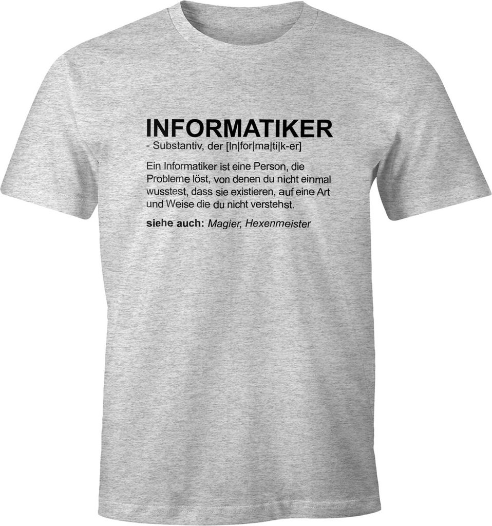 Herren T-Shirt Informatiker Definition Fun-Shirt Moonworks grau-meliert XS