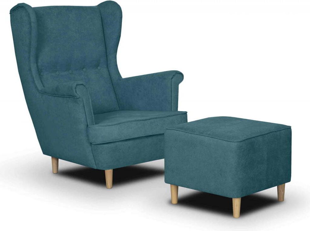 ELITE Ohrensessel mit Fußstütze - Türkis