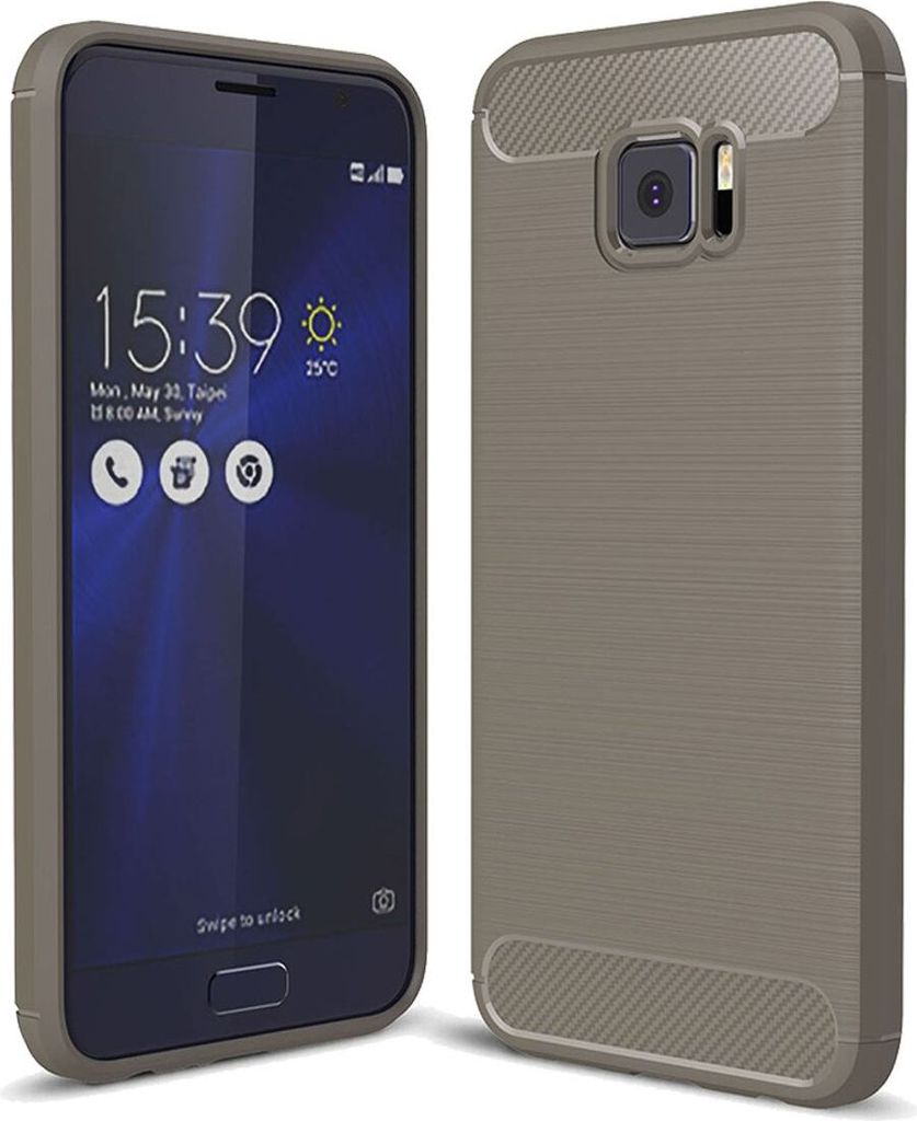 Asus Zenfone V V520KL TPU Case Carbon Fiber Optik Brushed Schutz Hülle Grau