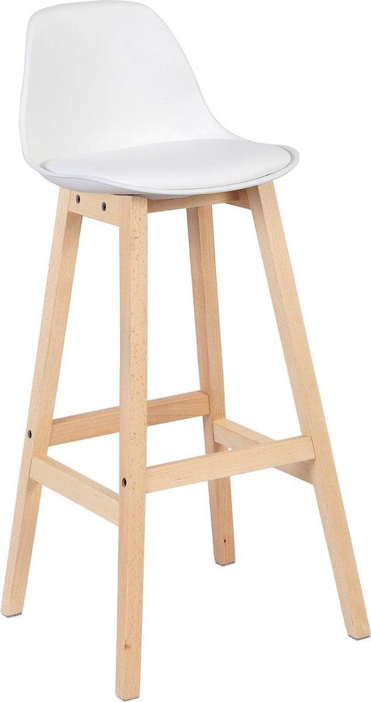 Barkruk Tido Industrial – Weiß – Barhocker 2er set – Barstuhl mit Rückenlehne – Küchenstuhl – Kunstleder