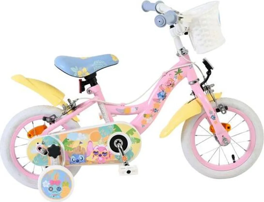 Velo 12 pouces Disney Stitch rose pour fille avec stabilisateurs amovibles