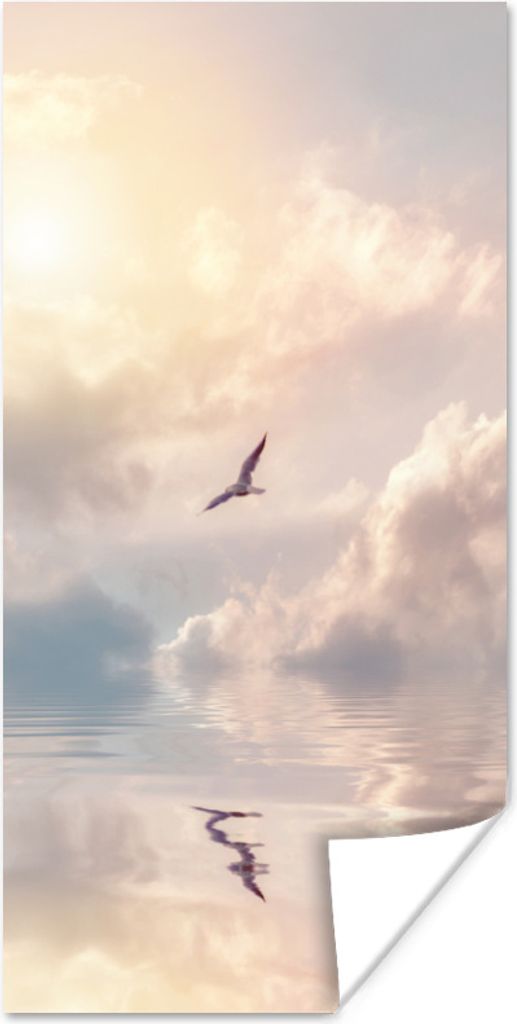 MuchoWow Poster Vogel - Meer - Sonne 20x40 cm - Plakat - Foto