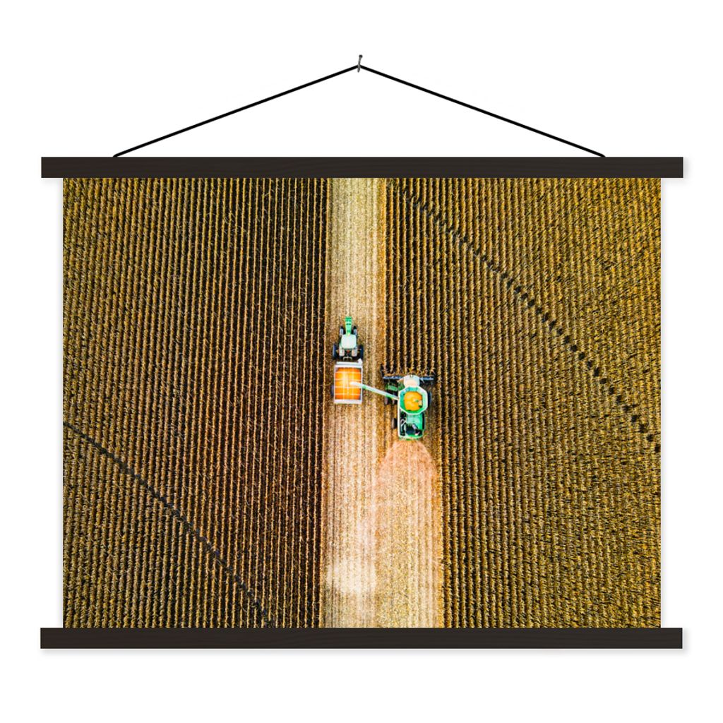 MuchoWow Textilposter Traktor - Feld - Land - Bauernhof - Ernte 60x45 cm mit schwarzem Rahmen - Poster Schlafzimmer