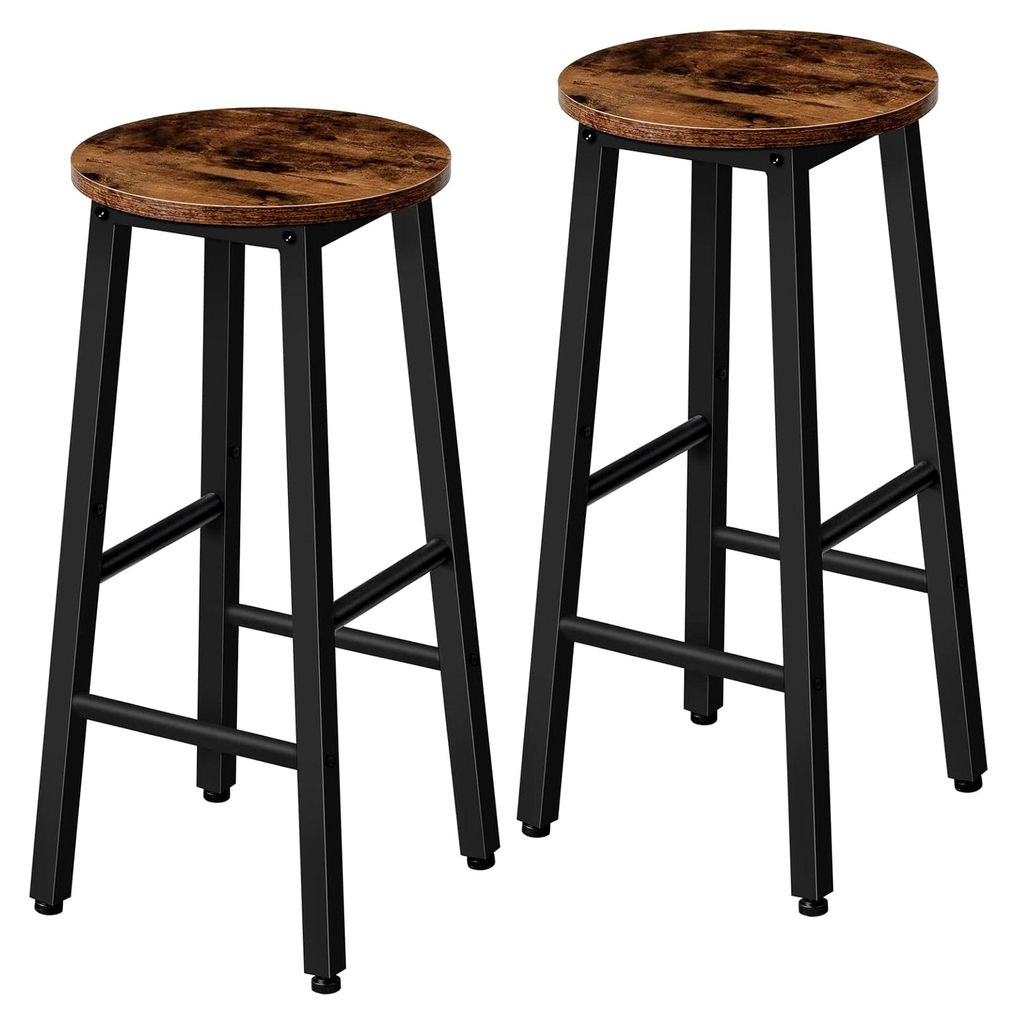 Barhocker 2er-Set, Barstühle, Küchenstühle, geeignet für Esszimmer, Küche, Bartheke, stabil und robust, Industrial Style, Vintagebraun-Schwarz