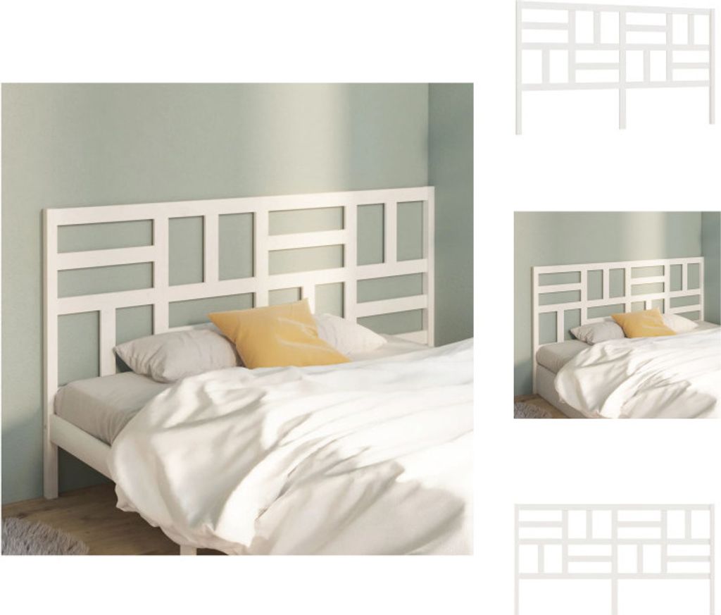 vidaXL Bett-Kopfteil Weiß 206x4x104 cm Massivholz Kiefer - Kopf- & Fußenden