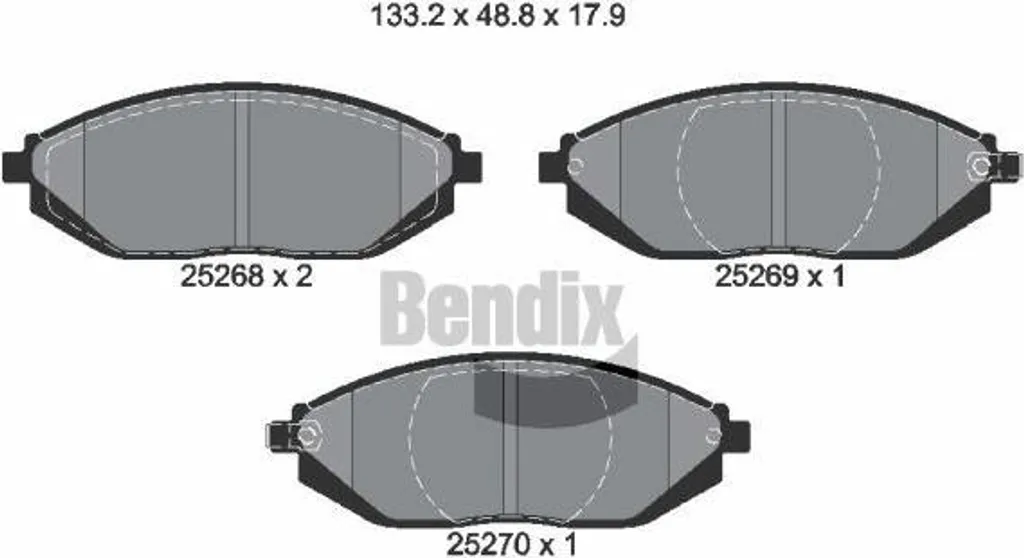 Jeu de plaquettes de frein BPD1363 BENDIX OE 96682858 pour Spark