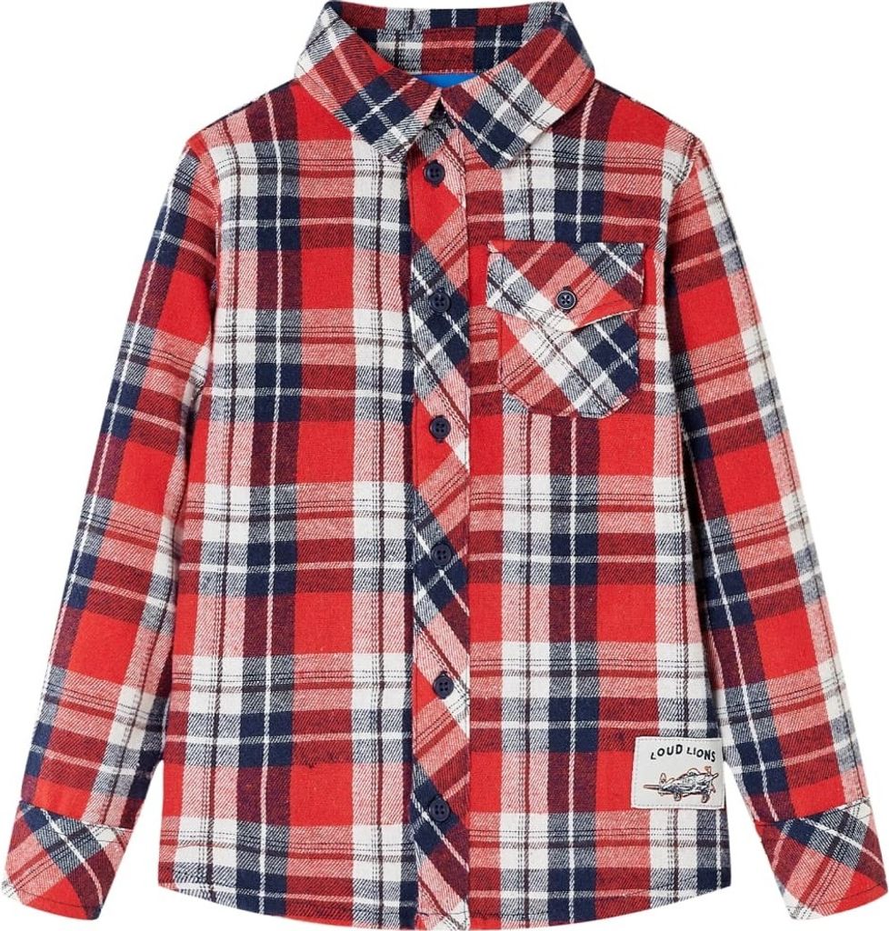 Kinderhemd Karomuster Rot und Marineblau 104 Produktbild 