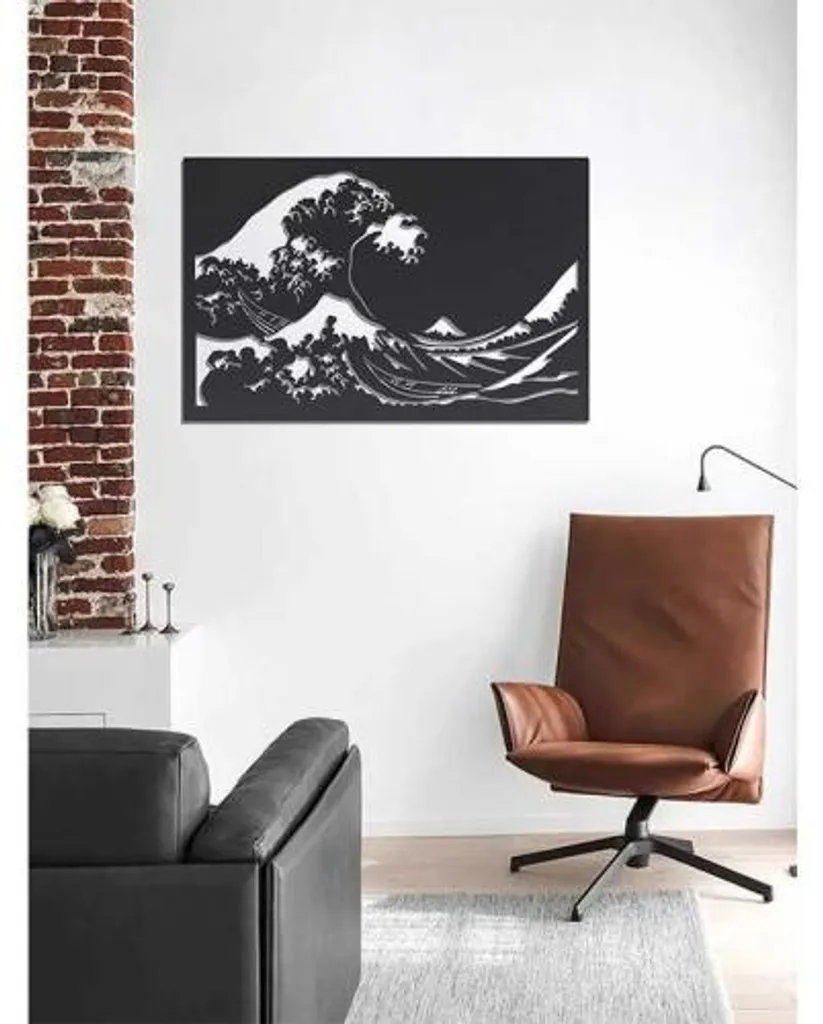 Sculpture murale métal La Vague Beaux Arts - Finition artisanale 3D
