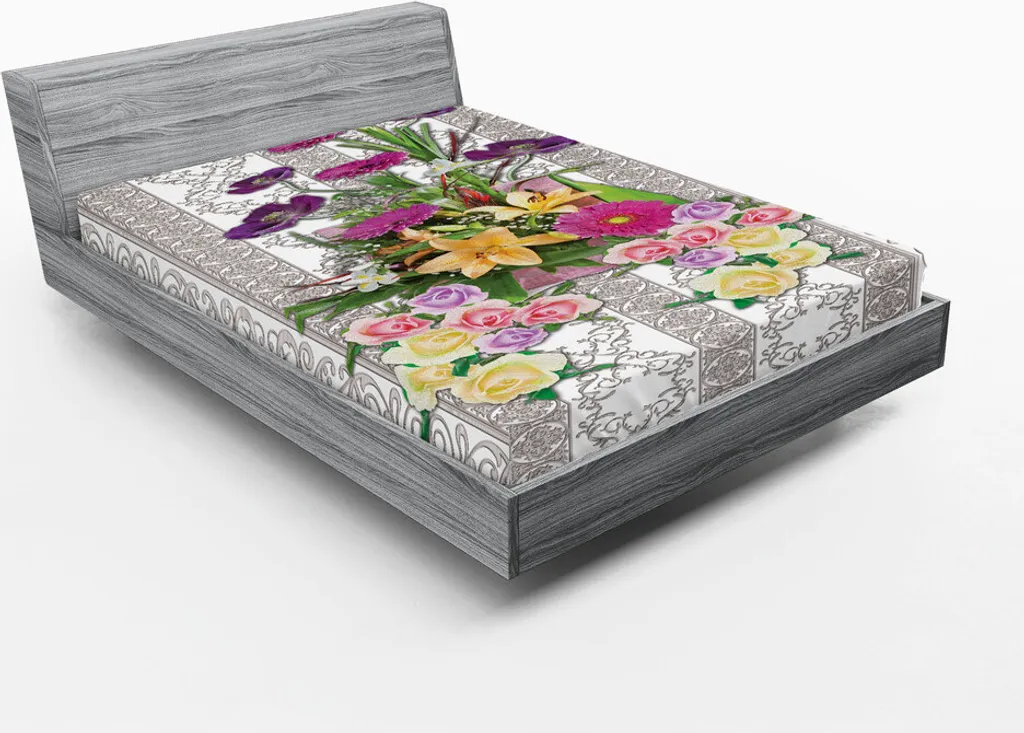 Drap-housse Imprimé Fleur 180x200 cm en Tissu Respirant et Durable