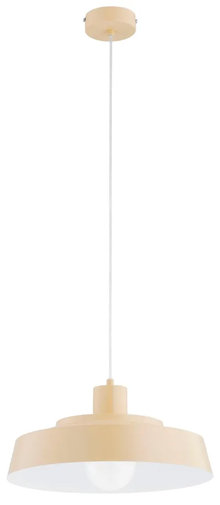 Luminaire suspension métal blanc crème DELTA pour plafond haut 85 cm