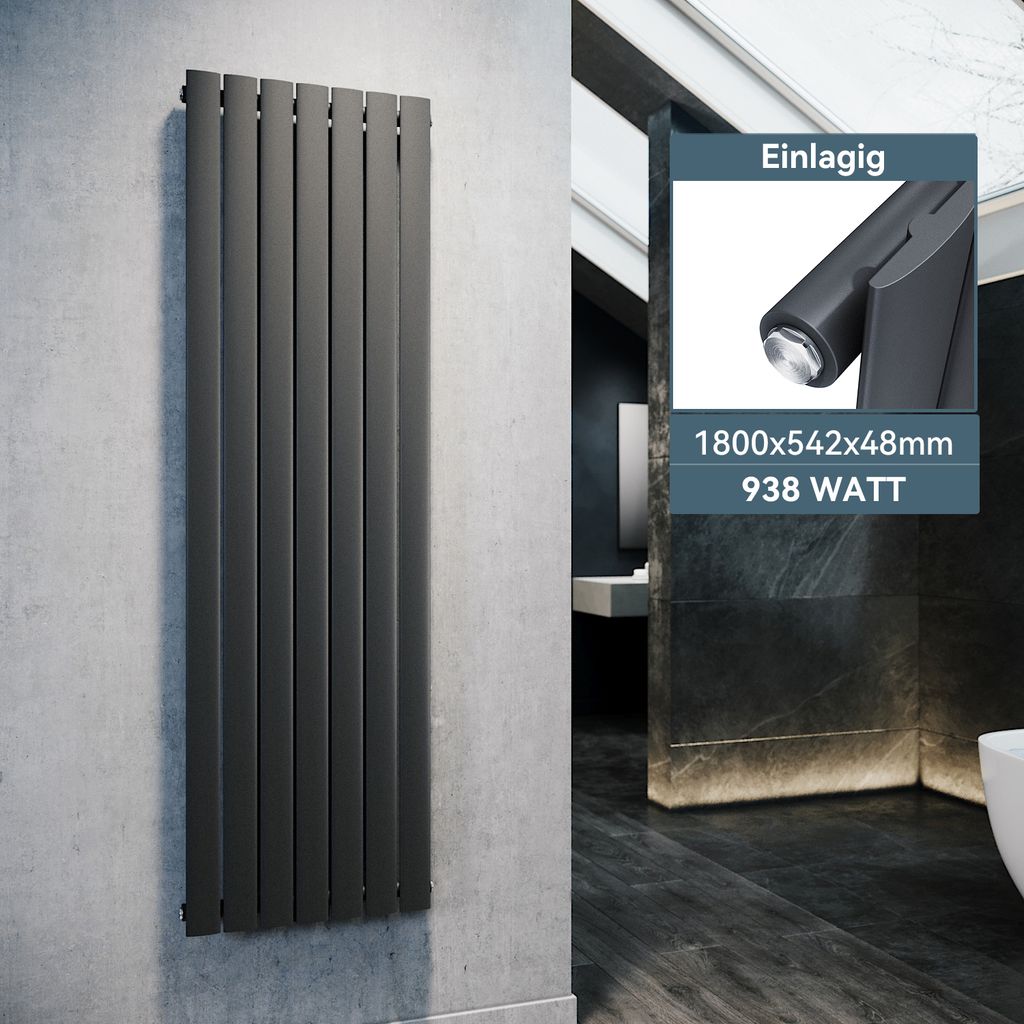 SONNI 1800×542 mm antracite radiatore a pannello monostrato Immagine del prodotto 