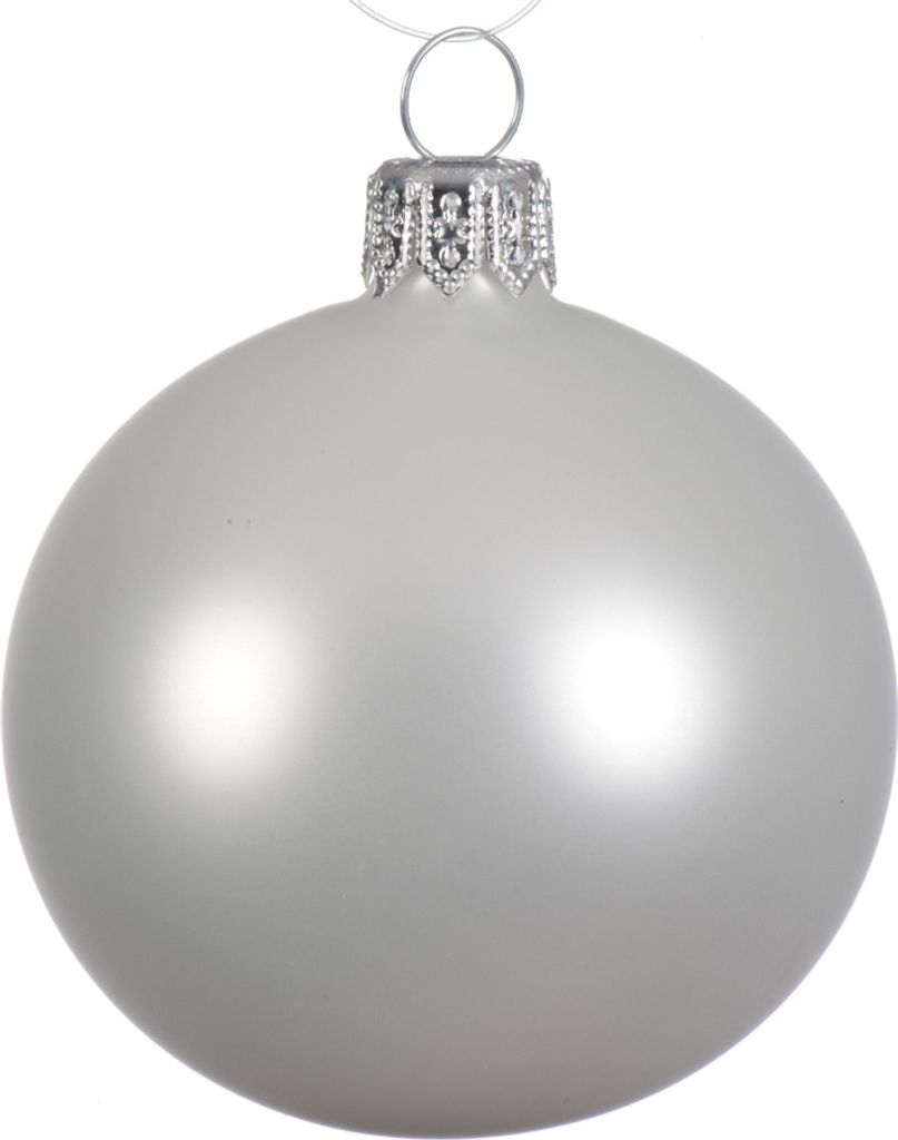 Weihnachtskugeln Glas 6cm mundgeblasen 6er Box - Winterweiß Produktbild 