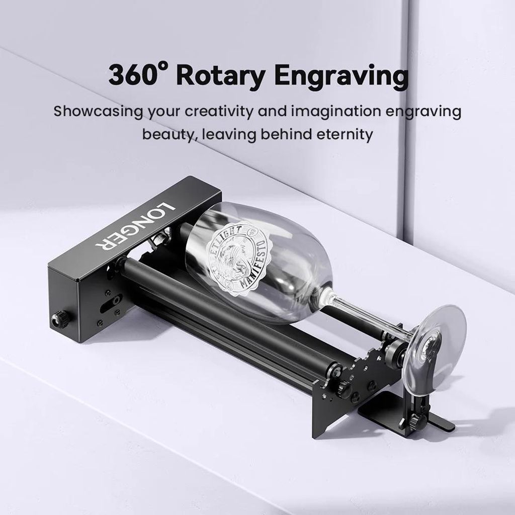 Rotationsrolle für Lasergraviermaschine - Y-Achse mit Halterung - 360° Drehung - Verstellbarer Durchmesser 6–300 mm - Rot