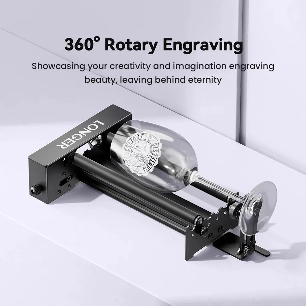 Accessoire gravure laser pour bouteilles et verres - Axe rotatif réglable