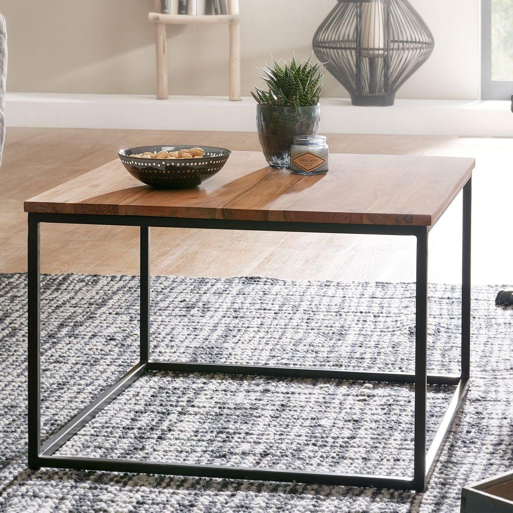 FineBuy Couchtisch quadratisch 60x60 cm Akazie Massivholz · Produktbild 