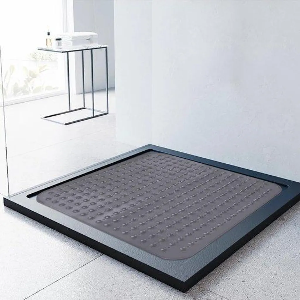 Tapis de douche antidérapant carré 80x80 cm gris transparent XL