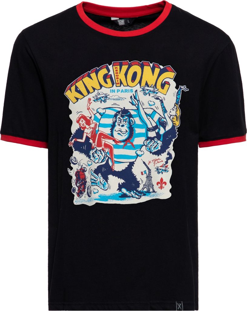 KING KEROSIN Ringer T-Shirt Mit Artwork-Motiv Paris Schwarz Xl