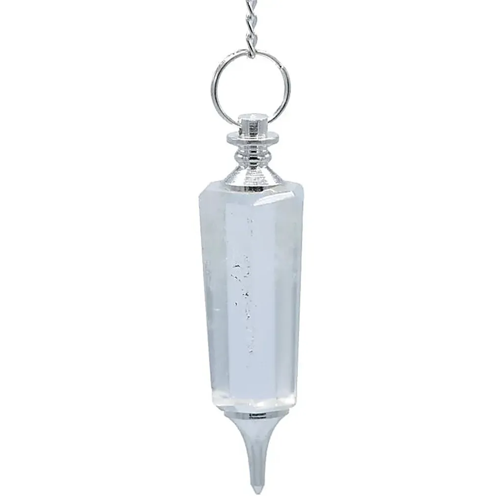 Duo Pendule Cristal de Roche Métal 6cm 20g - Qualité Facettes 2 pcs
