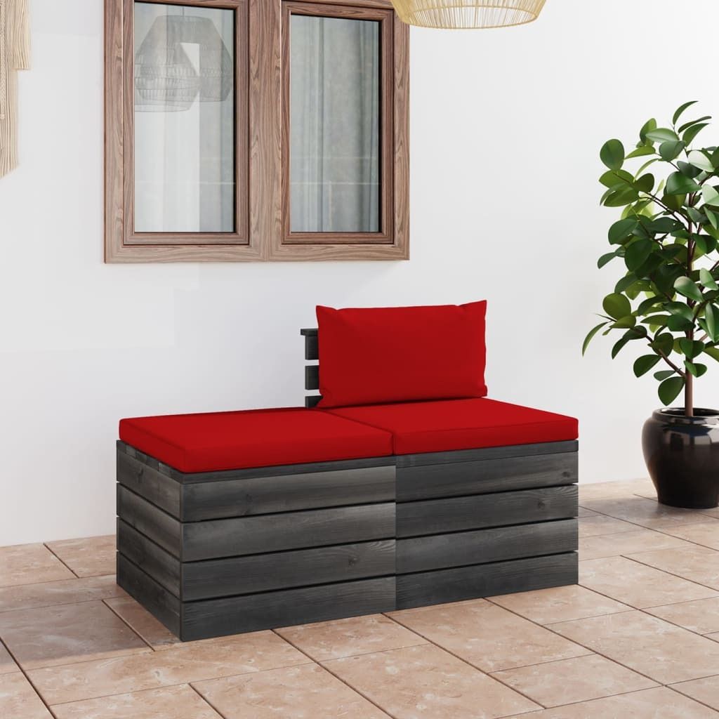 2-tlg. Garten-Sofagarnitur aus Paletten mit Kissen Kiefernholz 3061677