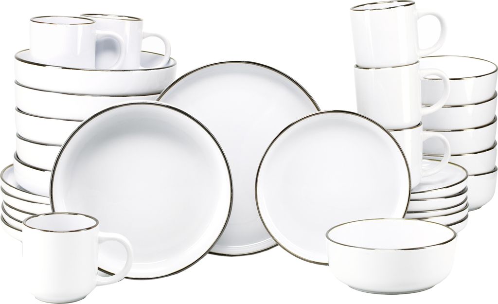 CreaTable, 24799, Nordic Festive Weiss, Kombiservice 30-tlg, Steinzeug