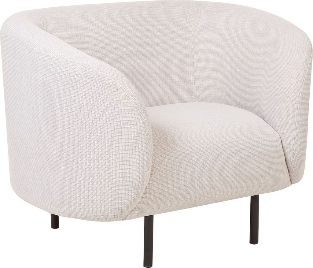 BELIANI Sessel Beige Stoffbezug mit Armlehnen Metallgestell in Schwarz Glamouröser Edler Stil Cocktailsessel Wohnzimmer Salon Esszimmer Flur