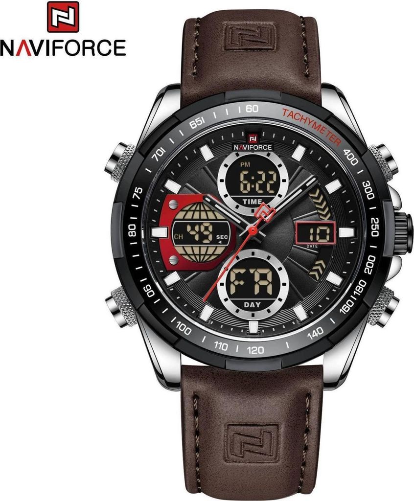 Elegante Herren Uhr NAVIFORCE MI-38643 in Braun/Schwarz mit Chronograph KP38643