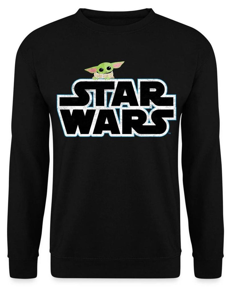 Star Wars: Mandalorian Schriftzug Mit Grogu Uni Pullover, 3XL, Schwarz