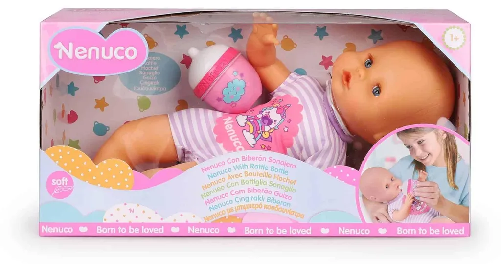 Poupon Nenuco Rose 35cm - Poupée avec Biberon pour Enfant de 2 Ans