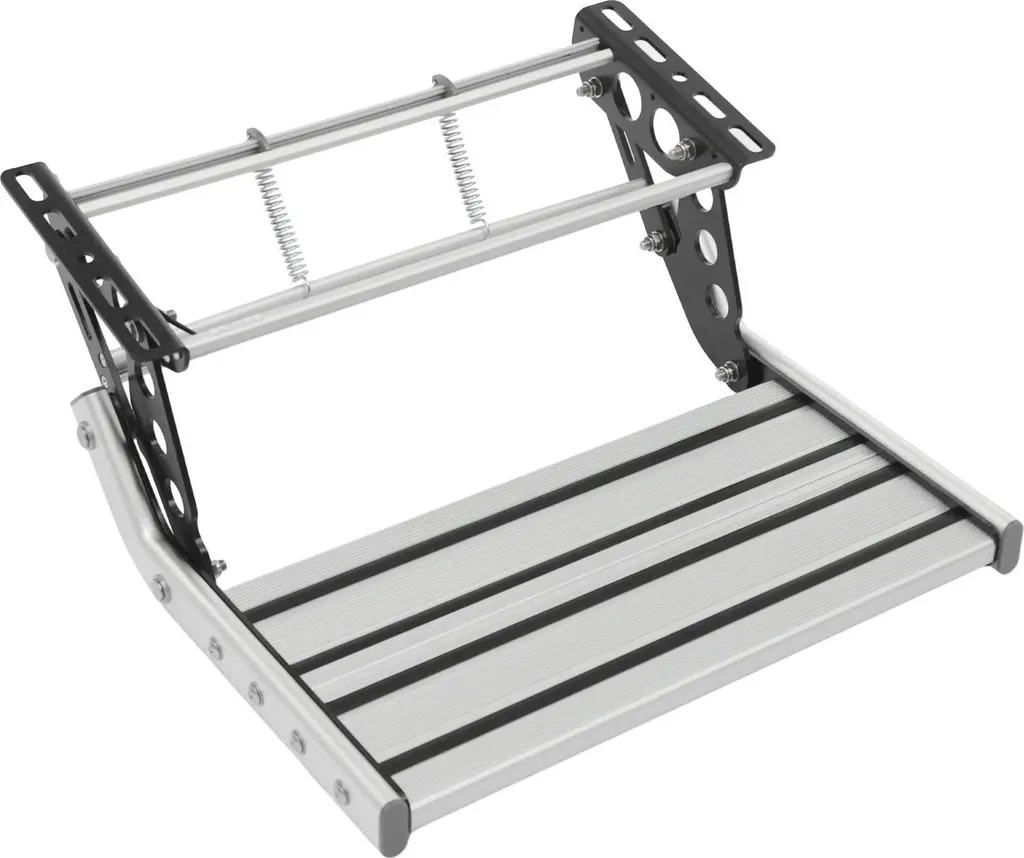 Escabeau escamotable pour fourgon et caravane, marche alu 44cm et LED