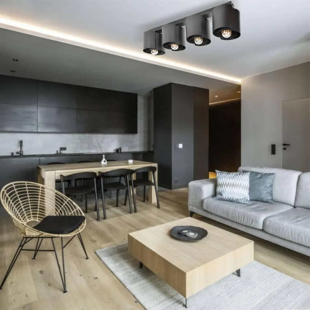 HUGO 4 Lampada da soffitto nero opaco per un design loft moderno - 4