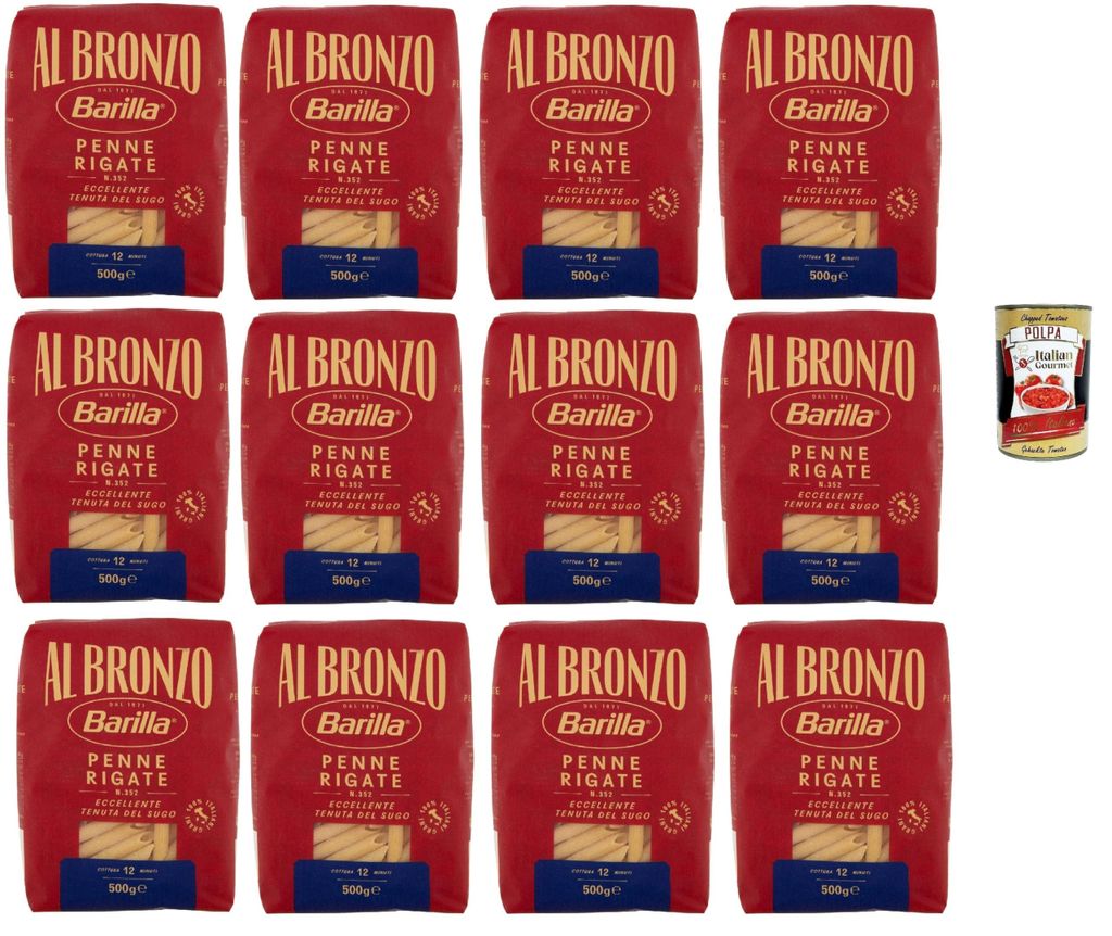 Barilla Al Bronzo Penne Rigate 12x500g – 6 kg Vorratspack, Produktbild 