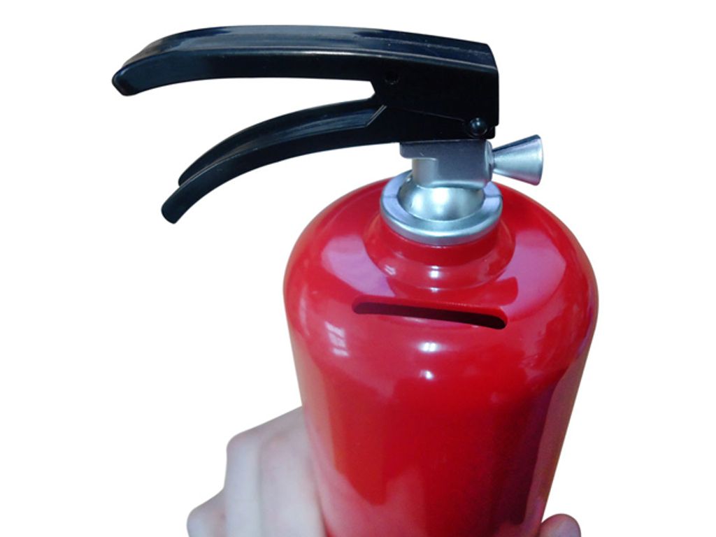 Sparschwein in Feuerlöscher-Form, ca. 20 cm Gesamthöhe, aus Produktbild 