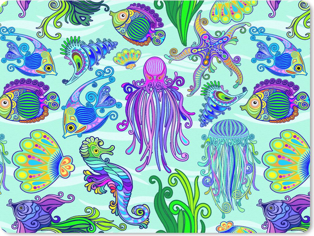 MuchoWow Mauspad Mousepad Tiere - Regenbogen - Fische - Muster 23x19 cm - Mousepads - Maus Mat - Pad - Mausunterlage - Schreibtischunterlage - Ma...