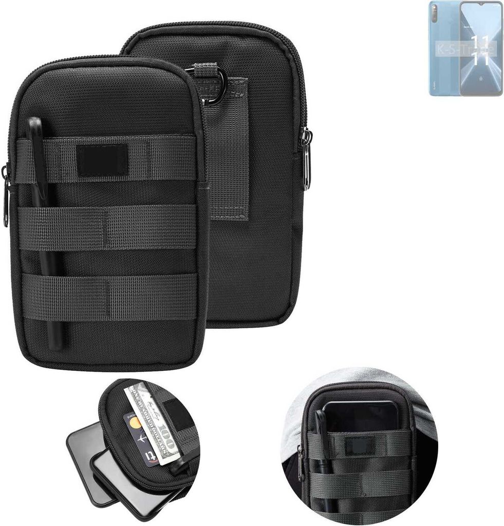 K-S-Trade Holster Gürtel Tasche kompatibel mit Lava X2 Handy Tasche Schutz Hülle dunkel-grau viele Fächer, 1x