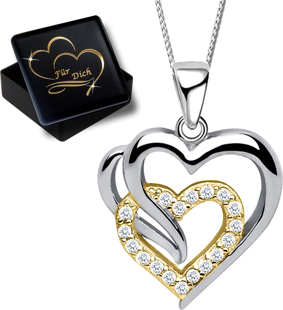 Damen Mädchen Herz Halskette mit Anhänger echt 925 Sterling Produktbild 