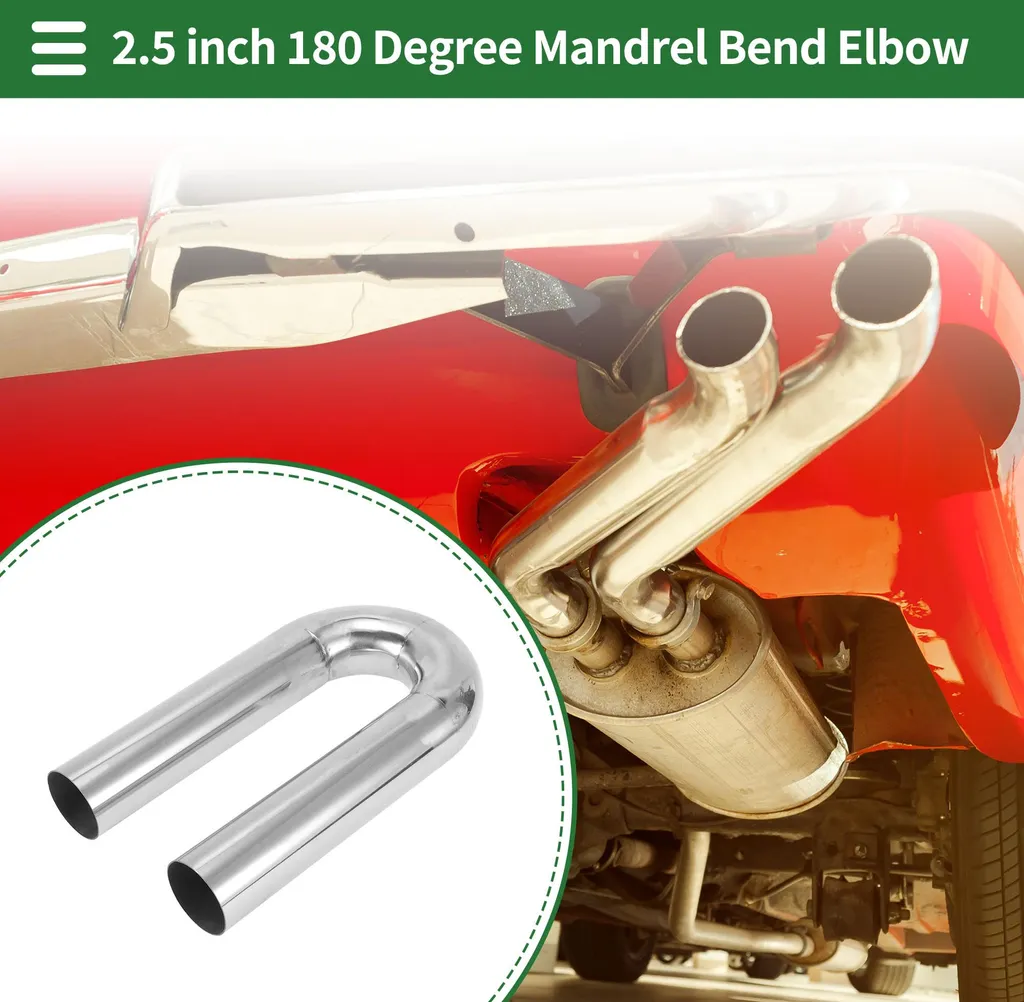 Tube d'Échappement 180° Inox T304 64mm 2.5" pour Montage DIY Auto